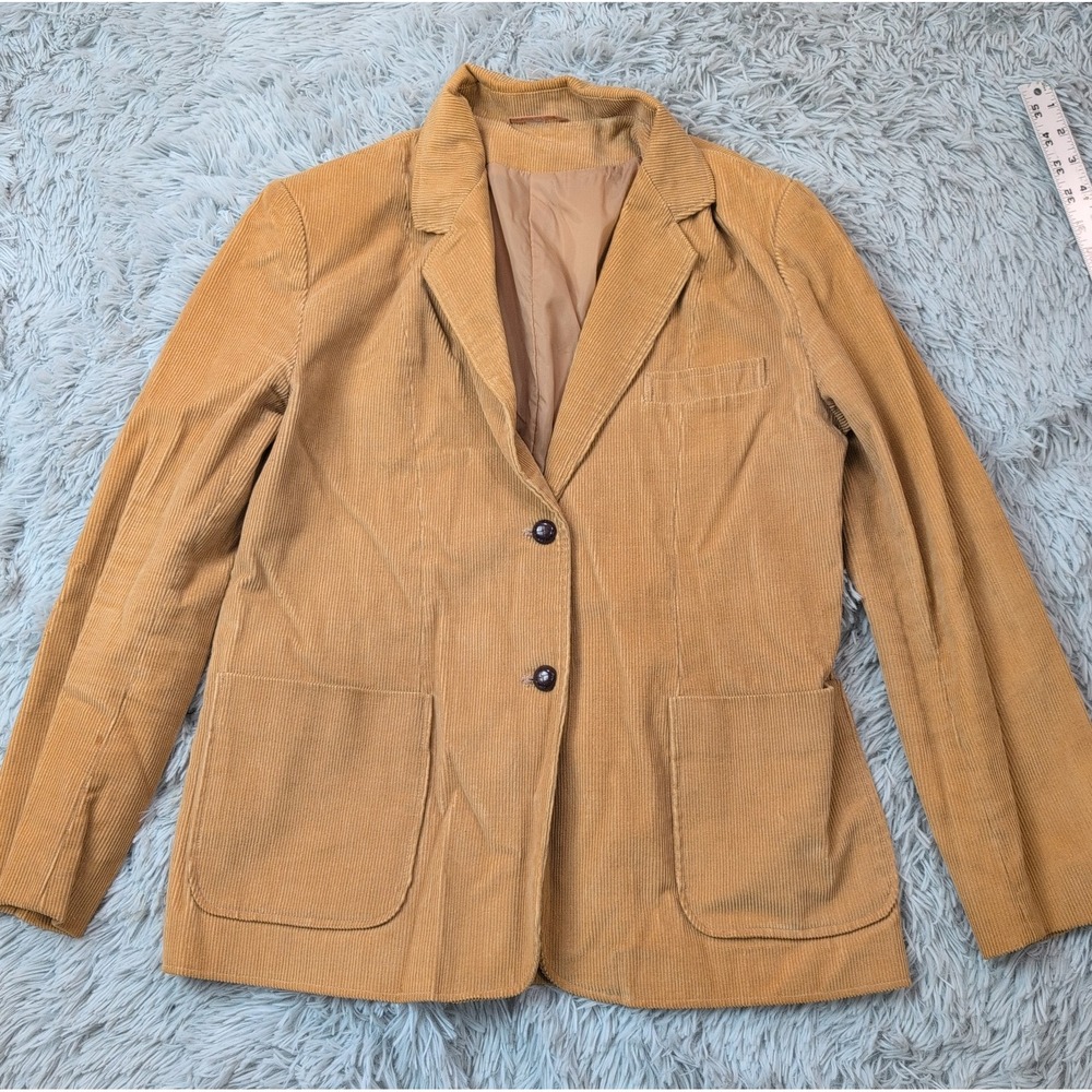 Vintage Stockton Jacket Womens 14 Biege Denim Blazer Preppy Pockets Corduroy